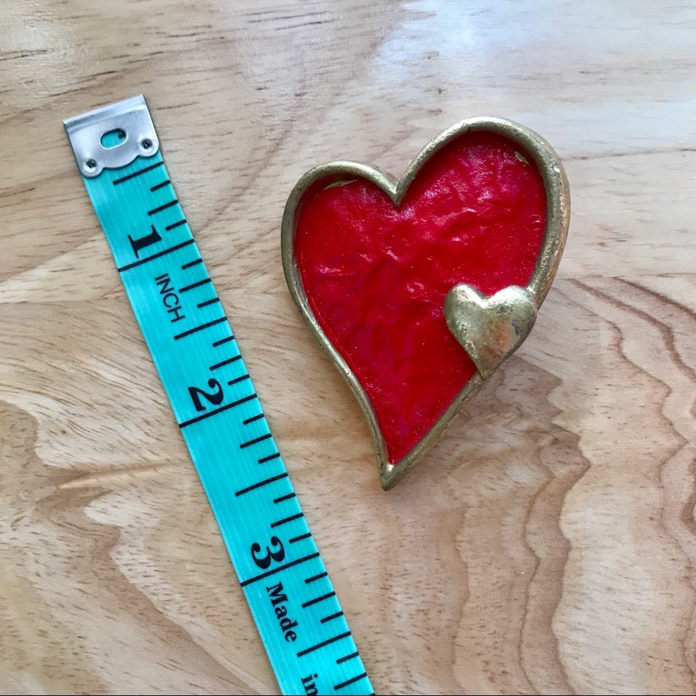 Vintage ❤️ Heart, Valentine, Love Pin - Red & Gold - Picture 5 of 6